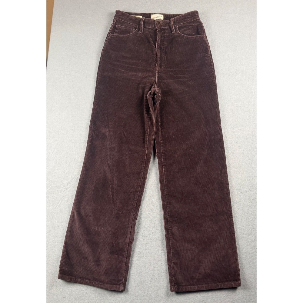 Universal Thread Womens 8R High Rise Wide Leg Corduroy Pants Burgundy Plum